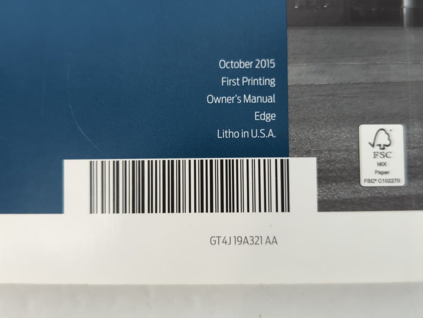 2016 Ford Edge Owners Manual Book Guide P/N:GT4J19A321AA OEM Used Auto Parts - Oemusedautoparts1.com