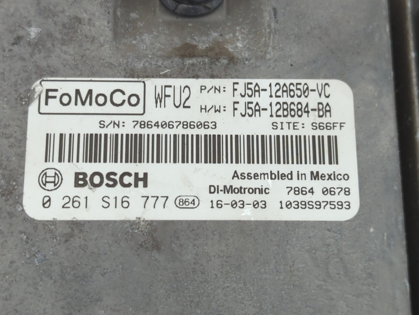 2013-2016 Ford Escape PCM Engine Control Computer ECU ECM PCU OEM P/N:FJ5A-12A650-VC Fits Fits 2013 2014 2015 2016 OEM Used 