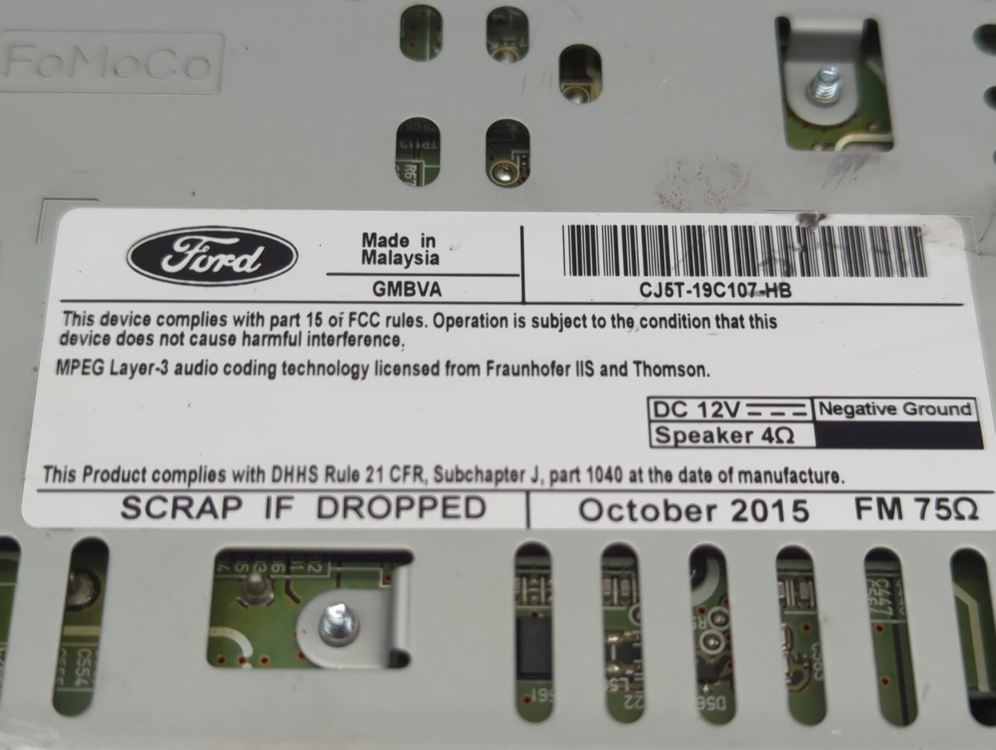 2015-2019 Ford Escape Radio AM FM Cd Player Receiver Replacement P/N:CJ5T-19C107-HB Fits Fits 2015 2016 2017 2018 2019 OEM U