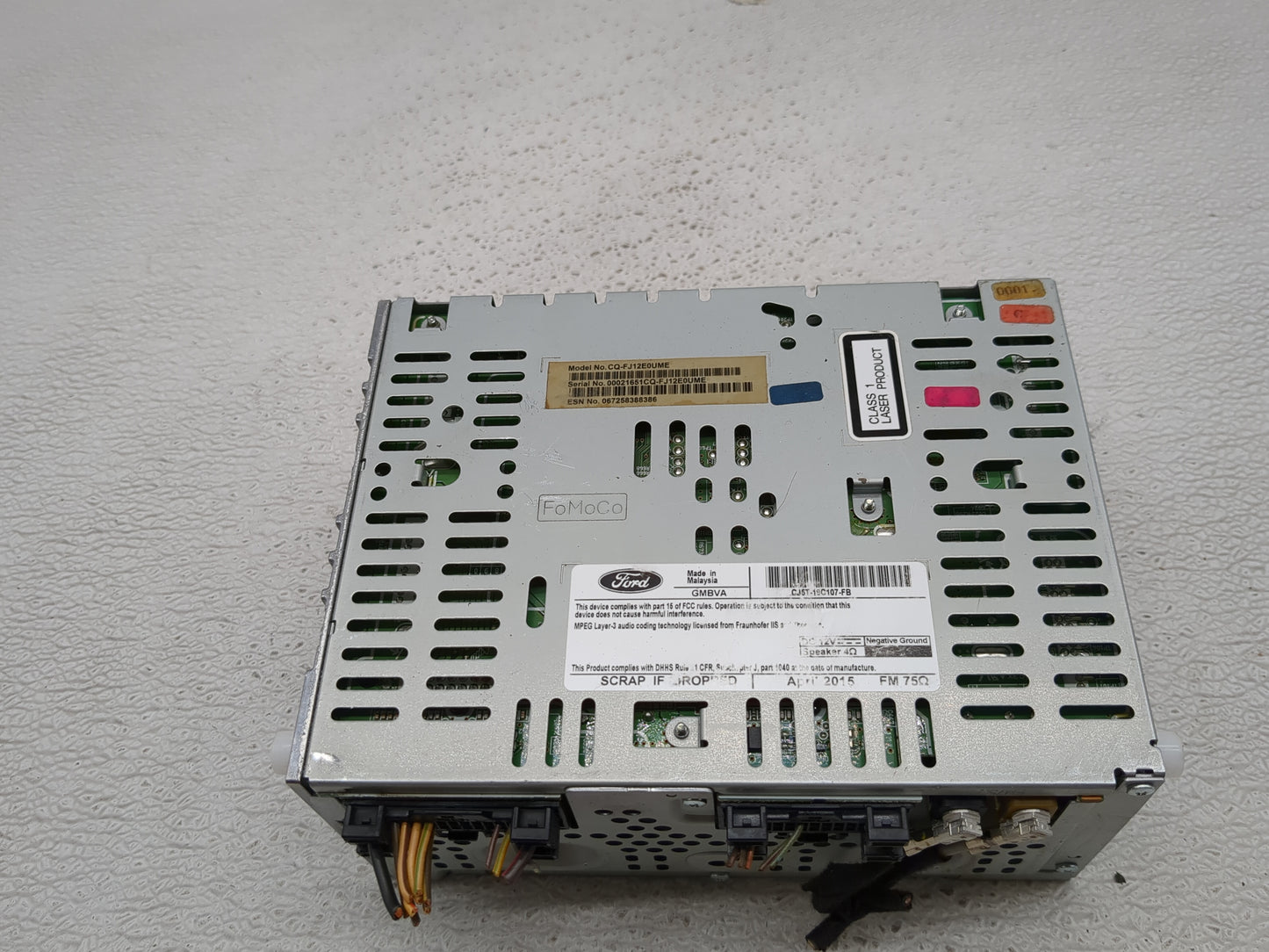 2015-2016 Ford Escape Radio AM FM Cd Player Receiver Replacement P/N:CJ5T-19C107-FB Fits Fits 2015 2016 OEM Used Auto Parts 