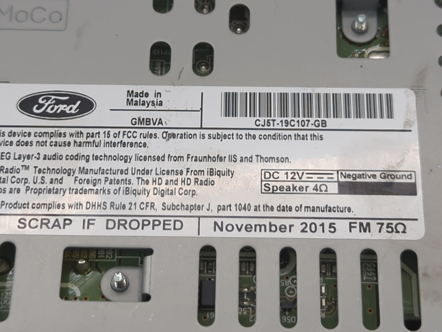 2015-2019 Ford Escape Radio AM FM Cd Player Receiver Replacement P/N:CJ5T-19C107-GB Fits Fits 2015 2016 2017 2018 2019 OEM U