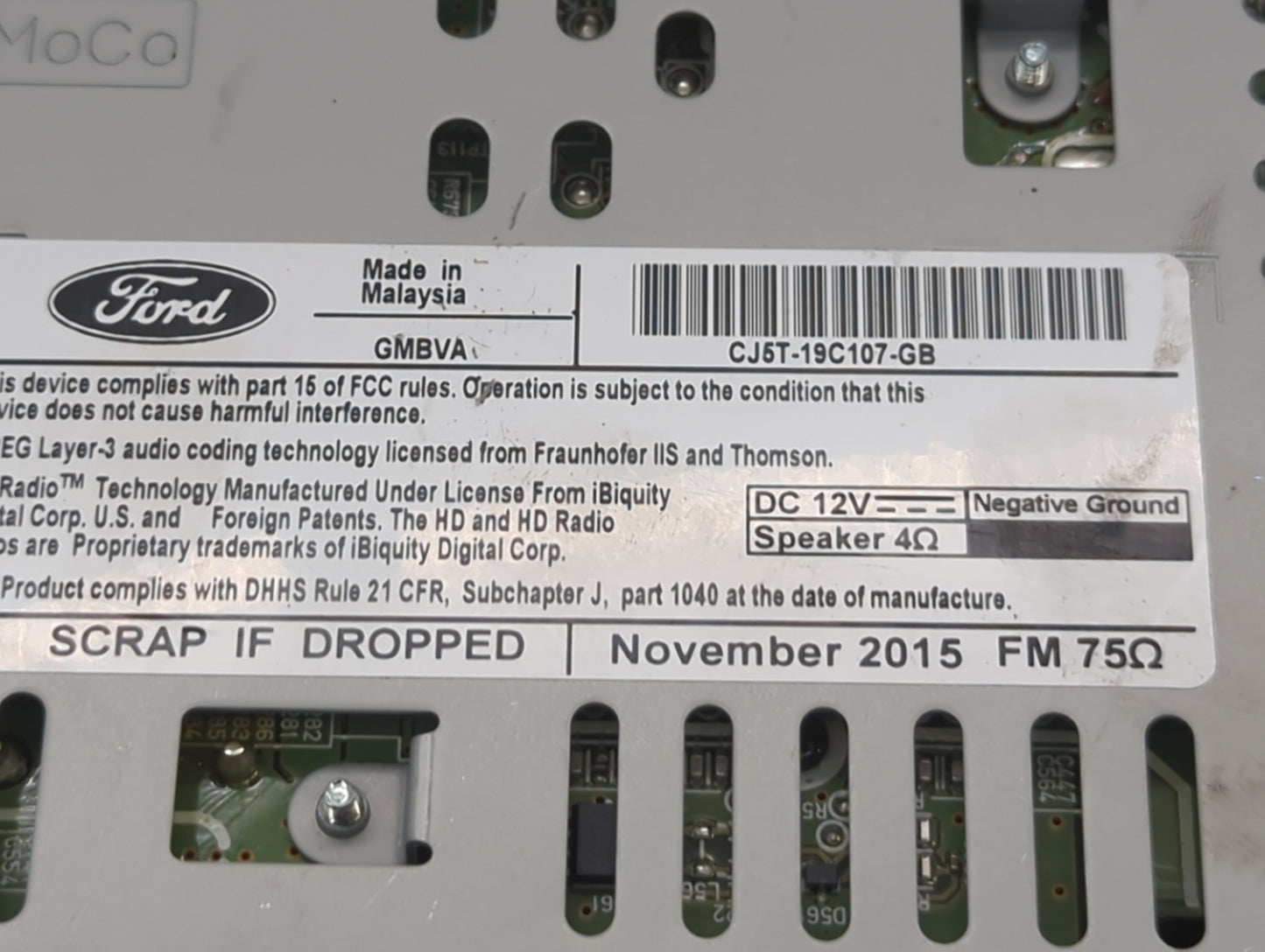 2015-2019 Ford Escape Radio AM FM Cd Player Receiver Replacement P/N:CJ5T-19C107-GB Fits Fits 2015 2016 2017 2018 2019 OEM U