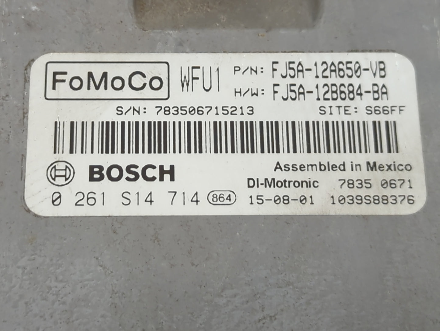 2013-2016 Ford Escape PCM Engine Control Computer ECU ECM PCU OEM P/N:FJ5A-12A650-VB FJ5A-12B684-BA Fits Fits 2013 2014 2015