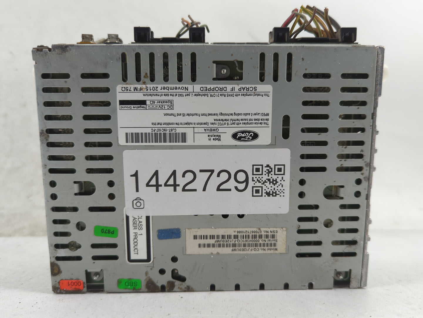 2015-2016 Ford Escape Radio AM FM Cd Player Receiver Replacement P/N:CJ5T-19C107-FC CG-FJ2E0UMF Fits Fits 2015 2016 OEM Used
