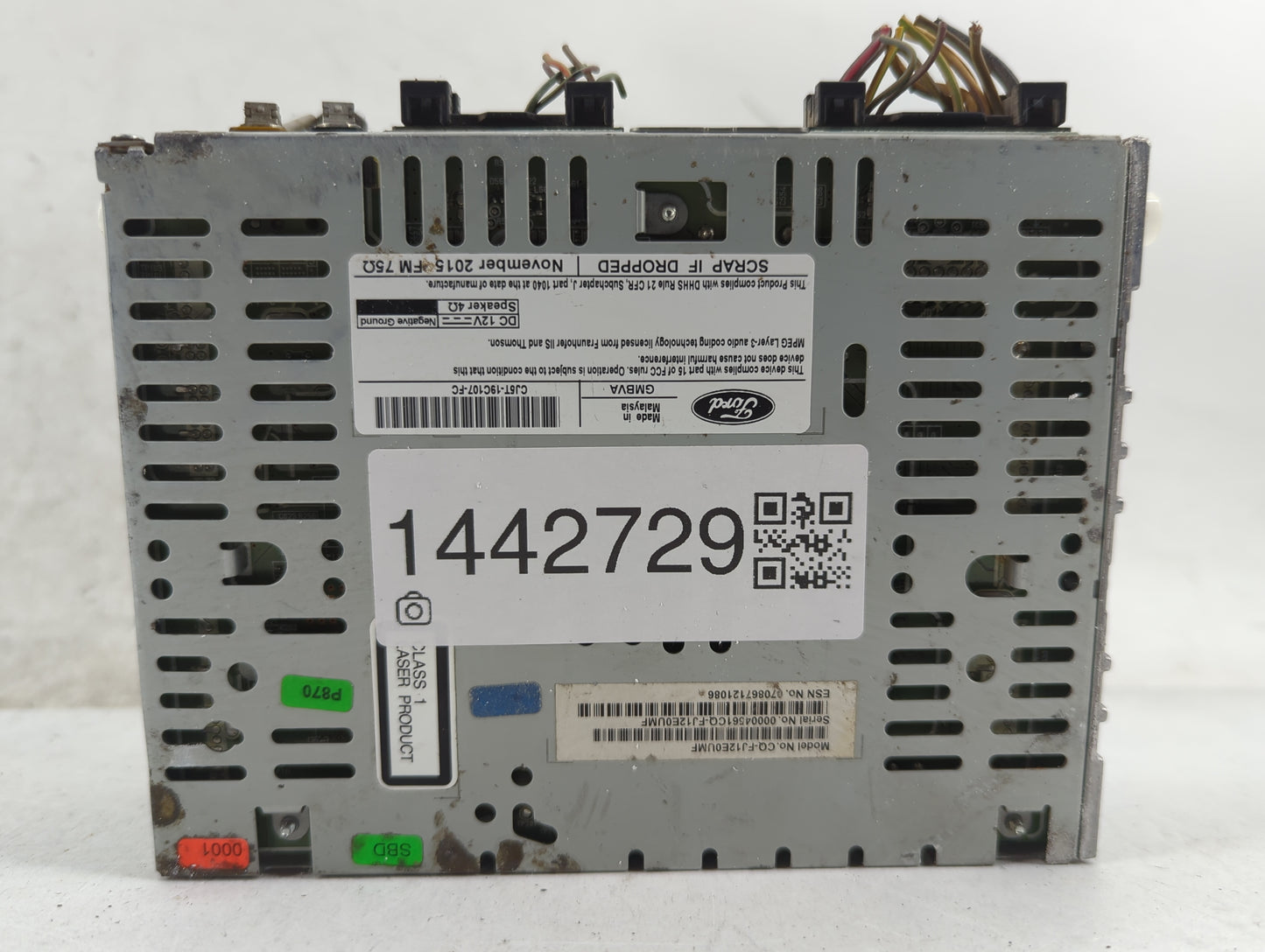2015-2016 Ford Escape Radio AM FM Cd Player Receiver Replacement P/N:CJ5T-19C107-FC CG-FJ2E0UMF Fits Fits 2015 2016 OEM Used