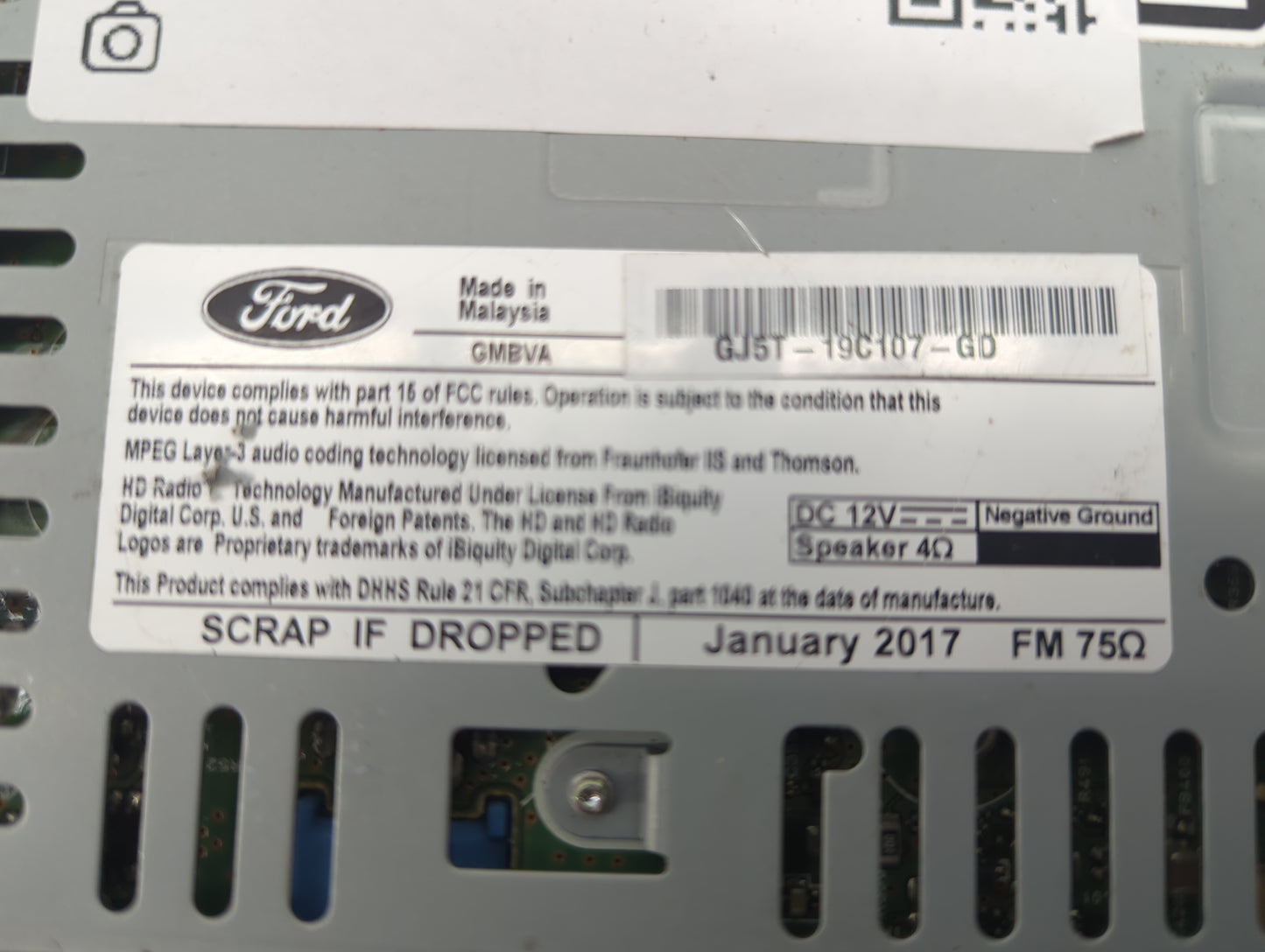 2015-2019 Ford Escape Radio AM FM Cd Player Receiver Replacement P/N:GJ5T-19C107-GD Fits Fits 2015 2016 2017 2018 2019 OEM U