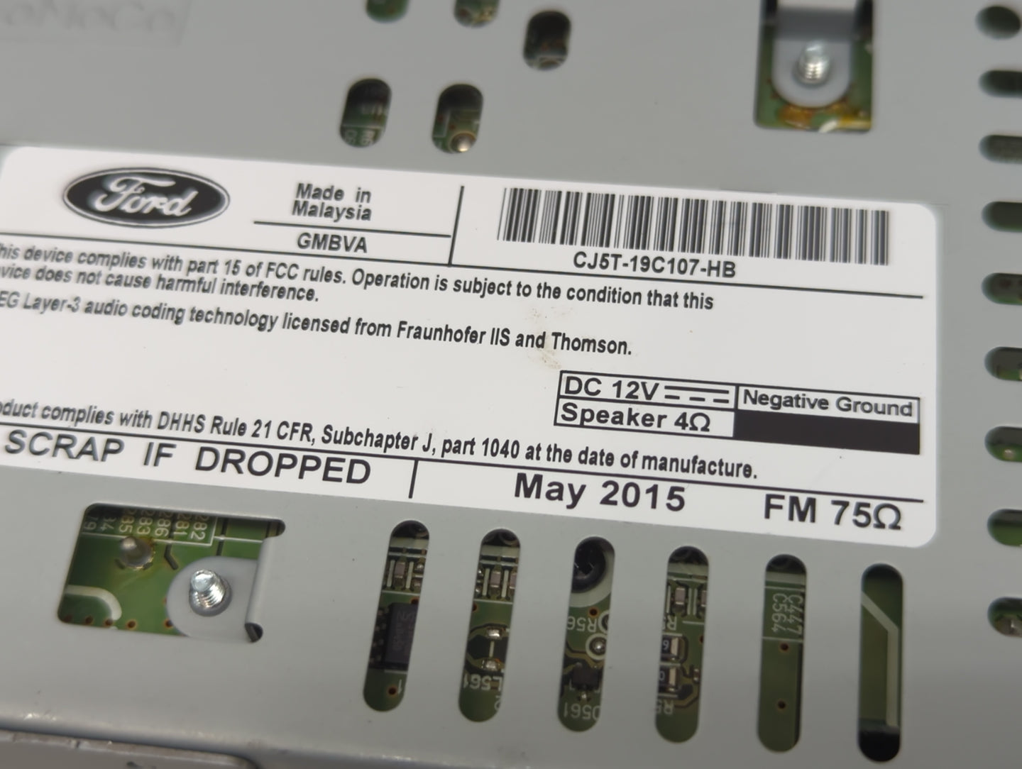 2015-2019 Ford Escape Radio AM FM Cd Player Receiver Replacement P/N:CJ5T-19C107-HB Fits Fits 2015 2016 2017 2018 2019 OEM U