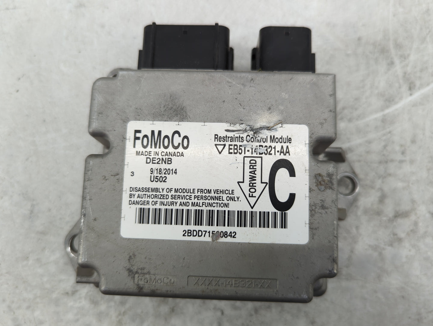 2015-2016 Ford Escape Safety Restraint Srs Airbag Control Module - Oemusedautoparts1.com