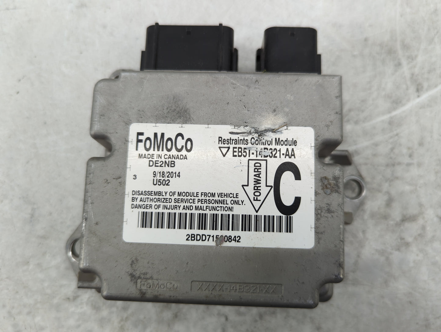 2015-2016 Ford Escape Safety Restraint Srs Airbag Control Module - Oemusedautoparts1.com