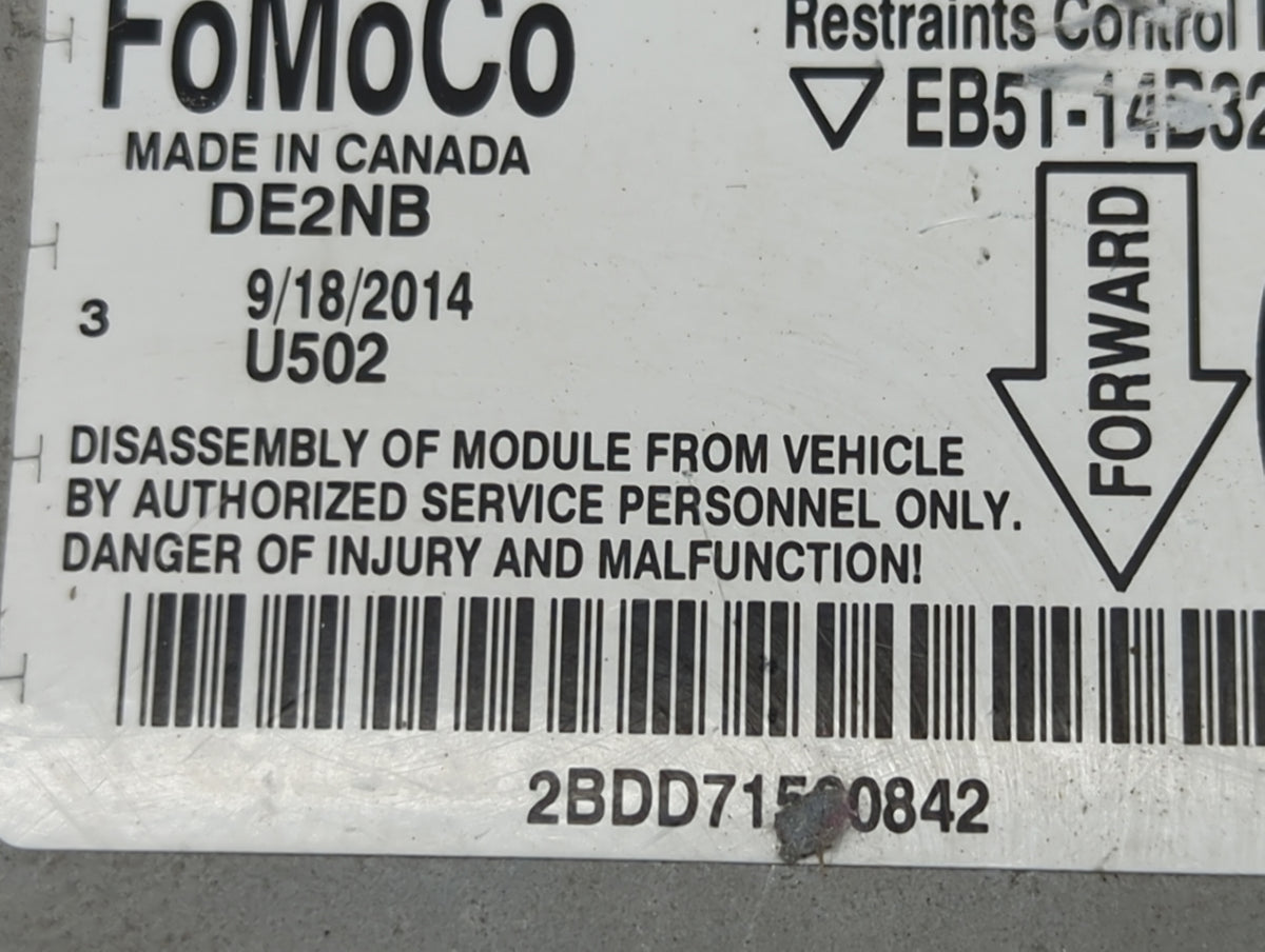 2015-2016 Ford Escape Safety Restraint Srs Airbag Control Module - Oemusedautoparts1.com