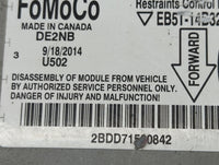 2015-2016 Ford Escape Safety Restraint Srs Airbag Control Module - Oemusedautoparts1.com