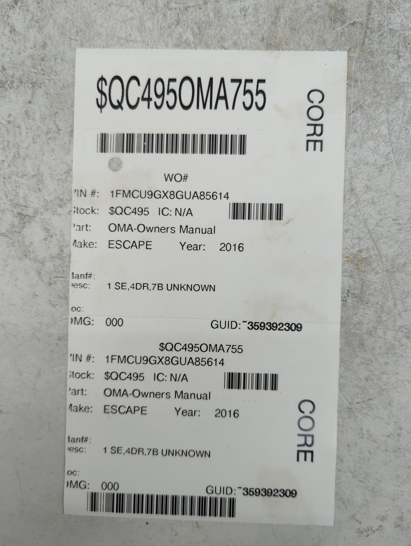 2016 Ford Escape Owners Manual Book Guide P/N:GJ5J19A321AA OEM Used Auto Parts - Oemusedautoparts1.com