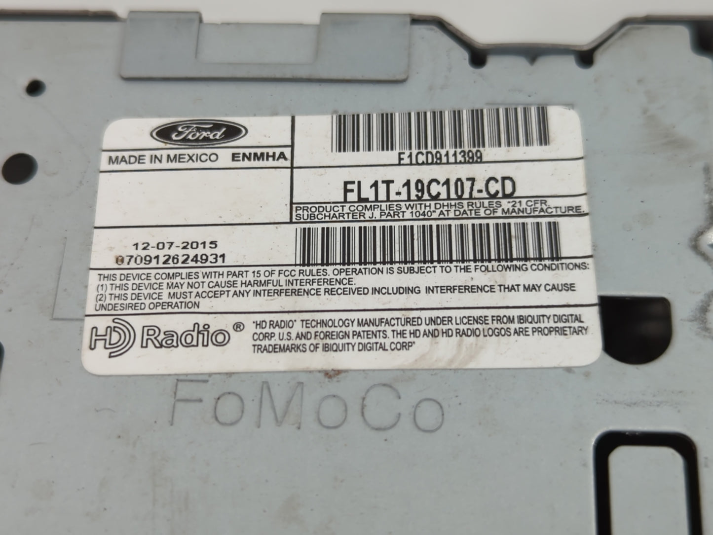 2015-2017 Ford Expedition Radio AM FM Cd Player Receiver Replacement P/N:FL1T-19C107-CD Fits Fits 2015 2016 2017 OEM Used Au