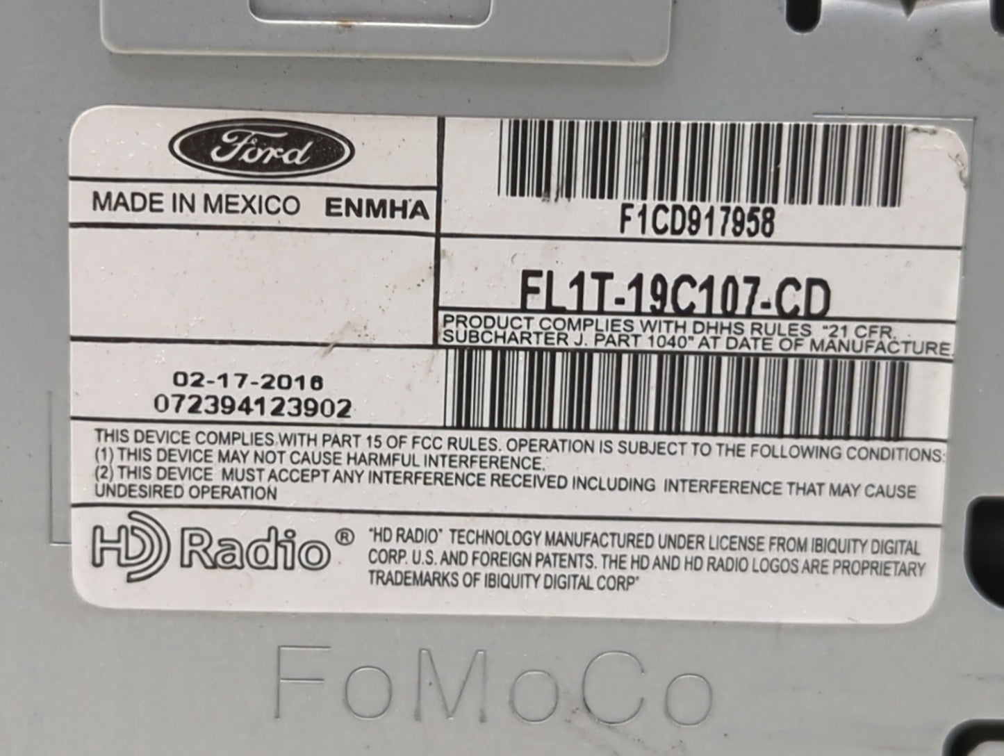 2015-2017 Ford Expedition Radio AM FM Cd Player Receiver Replacement P/N:FL1T-19C107-CD Fits Fits 2015 2016 2017 OEM Used Au