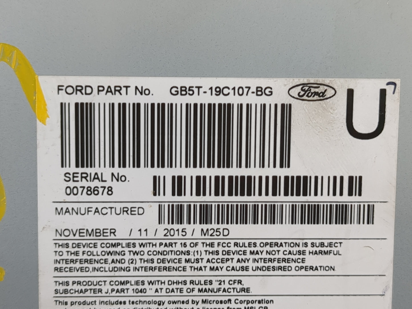 2016-2017 Ford Explorer Radio AM FM Cd Player Receiver Replacement P/N:GB5T-19C107-BG Fits Fits 2016 2017 OEM Used Auto Part
