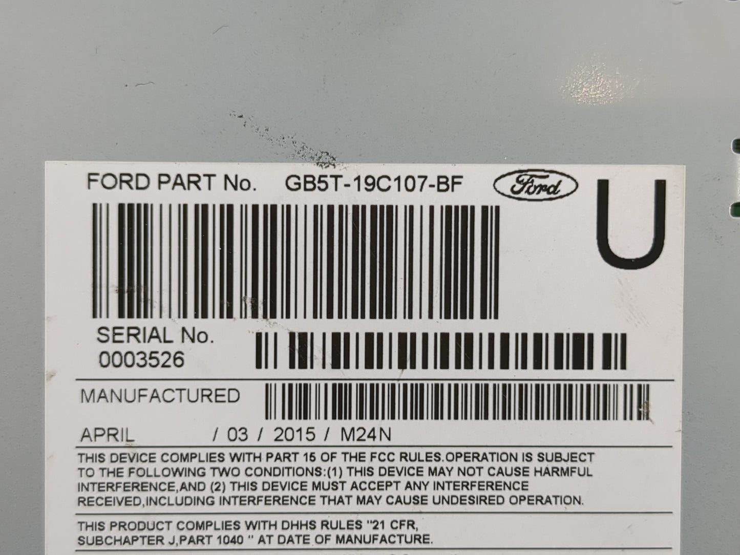 2016-2017 Ford Explorer Radio AM FM Cd Player Receiver Replacement P/N:GB5T-19C107-BF Fits Fits 2016 2017 OEM Used Auto Part