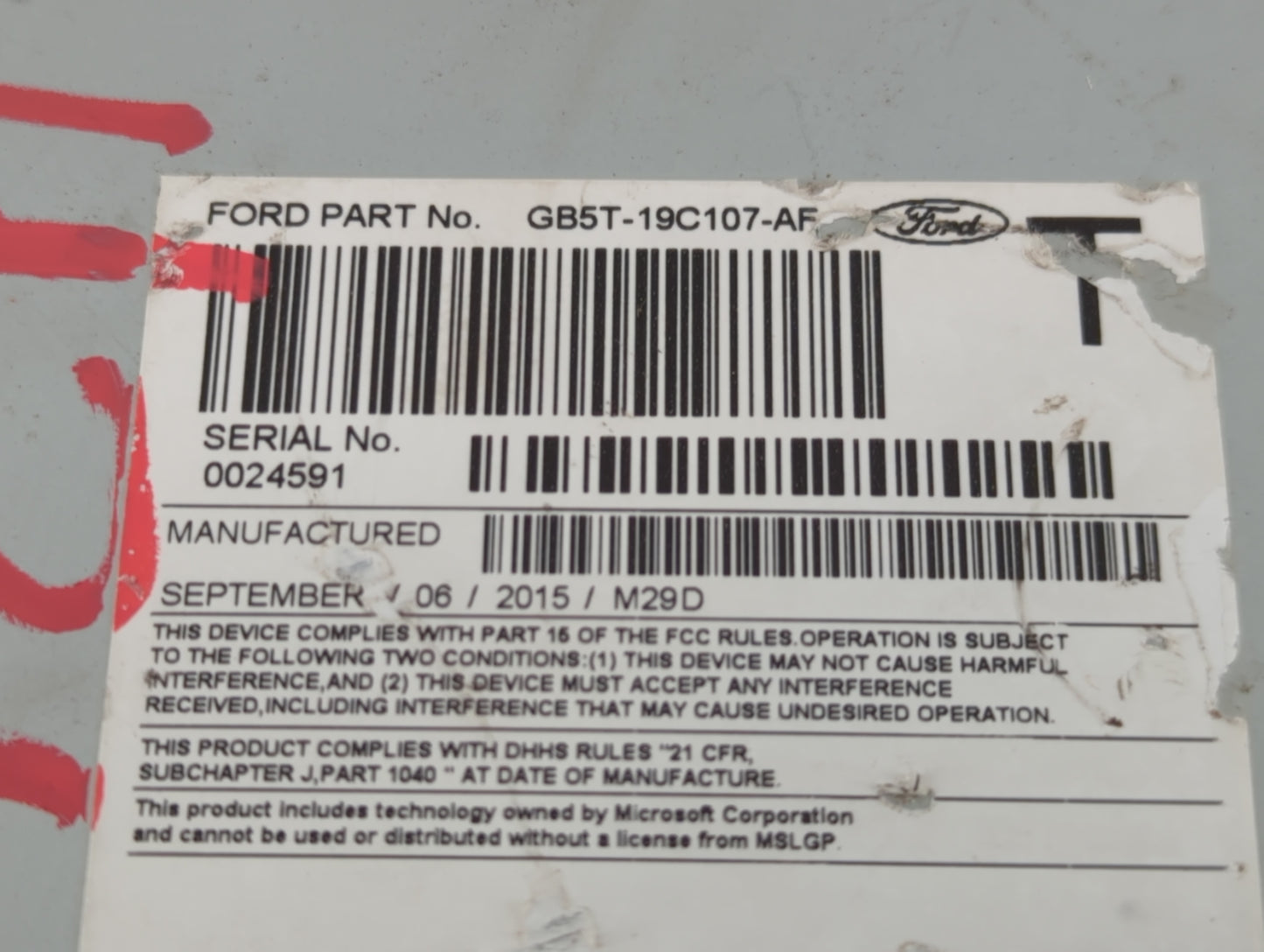2016-2017 Ford Explorer Radio AM FM Cd Player Receiver Replacement P/N:GB5T-19C107-AF Fits Fits 2016 2017 OEM Used Auto Part