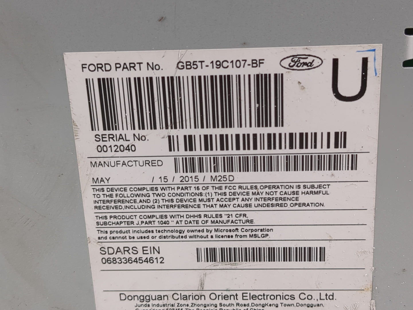 2016-2017 Ford Explorer Radio AM FM Cd Player Receiver Replacement P/N:GB5T-19C107-BF GB5T-19C107-BG, S6YKB Fits Fits 2016 2