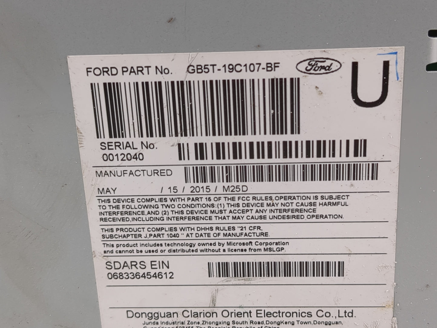 2016-2017 Ford Explorer Radio AM FM Cd Player Receiver Replacement P/N:GB5T-19C107-BF GB5T-19C107-BG, S6YKB Fits Fits 2016 2