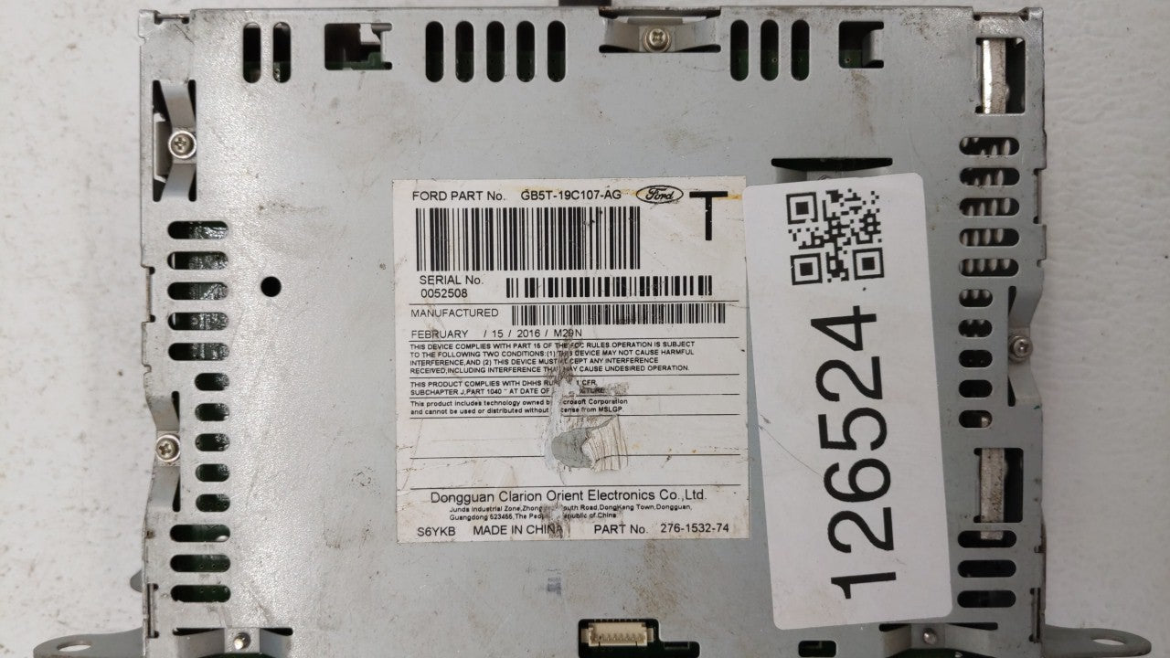 2016 Ford Explorer Radio AM FM Cd Player Receiver Replacement P/N:GB5T-19C107-AG 276-1532-74 Fits OEM Used Auto Parts - Oemu