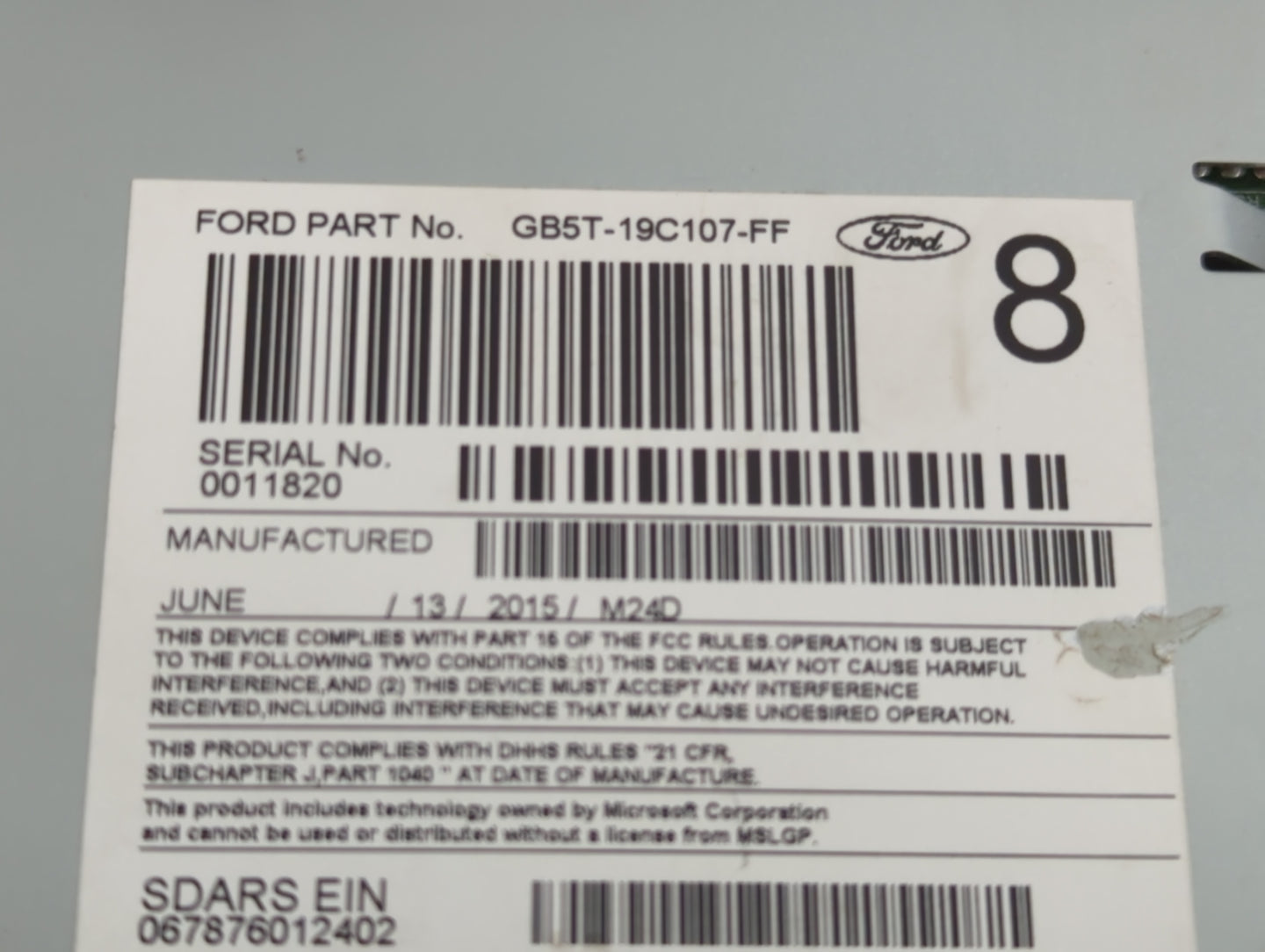 2016 Ford Explorer Radio AM FM Cd Player Receiver Replacement P/N:GB5T-19C107-FF Fits OEM Used Auto Parts - Oemusedautoparts