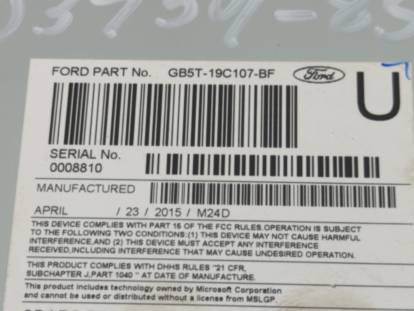 2016-2017 Ford Explorer Radio AM FM Cd Player Receiver Replacement P/N:GB5T-19C107-BF Fits Fits 2016 2017 OEM Used Auto Part