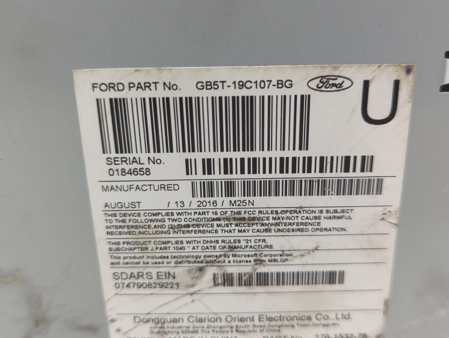 2016-2017 Ford Explorer Radio AM FM Cd Player Receiver Replacement P/N:GB5T-19C107-BG GB5T-19C107-BF Fits Fits 2016 2017 OEM