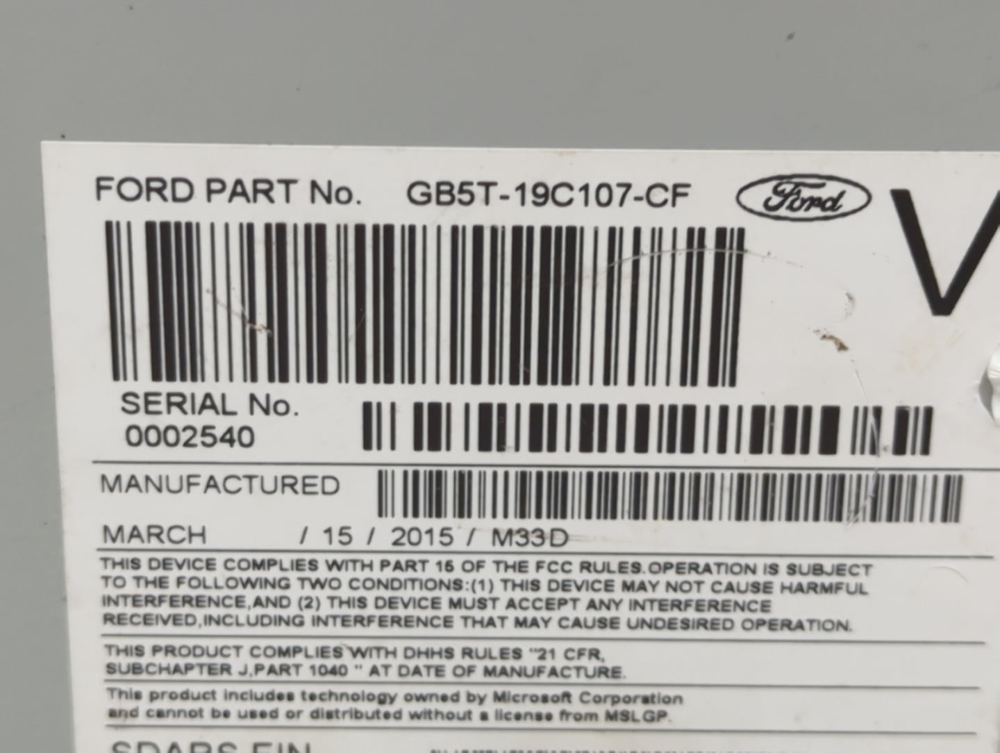 2016 Ford Explorer Radio AM FM Cd Player Receiver Replacement P/N:GB5T-19C107-CF Fits OEM Used Auto Parts - Oemusedautoparts