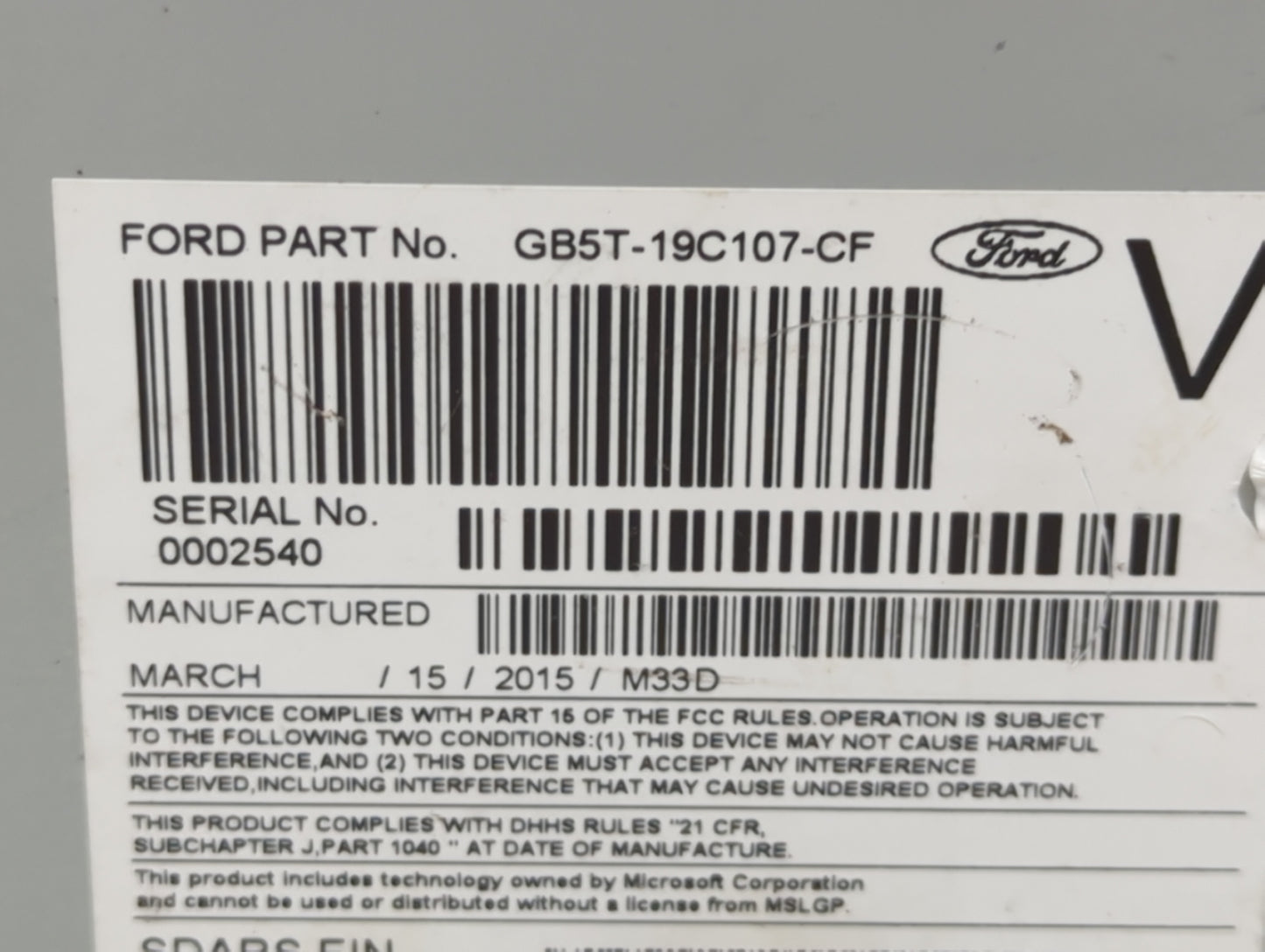 2016 Ford Explorer Radio AM FM Cd Player Receiver Replacement P/N:GB5T-19C107-CF Fits OEM Used Auto Parts - Oemusedautoparts