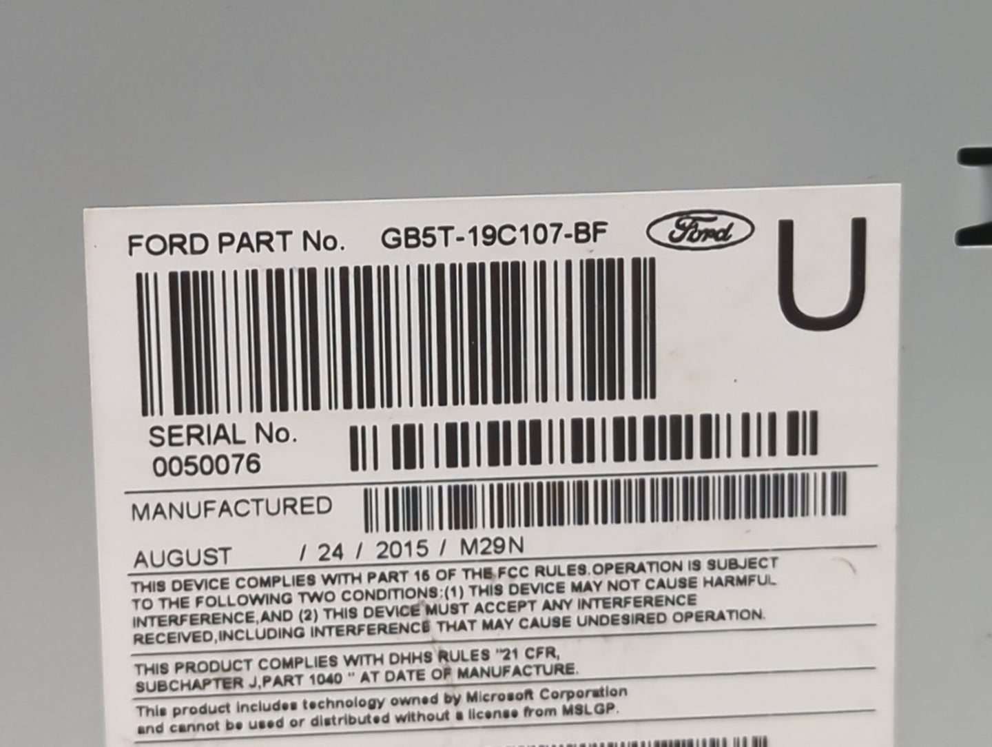 2016-2017 Ford Explorer Radio AM FM Cd Player Receiver Replacement P/N:GB5T-19C107-BF Fits Fits 2016 2017 OEM Used Auto Part