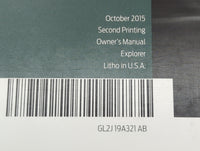 2016 Ford Explorer Owners Manual Book Guide P/N:GL2J19A321AB OEM Used Auto Parts - Oemusedautoparts1.com