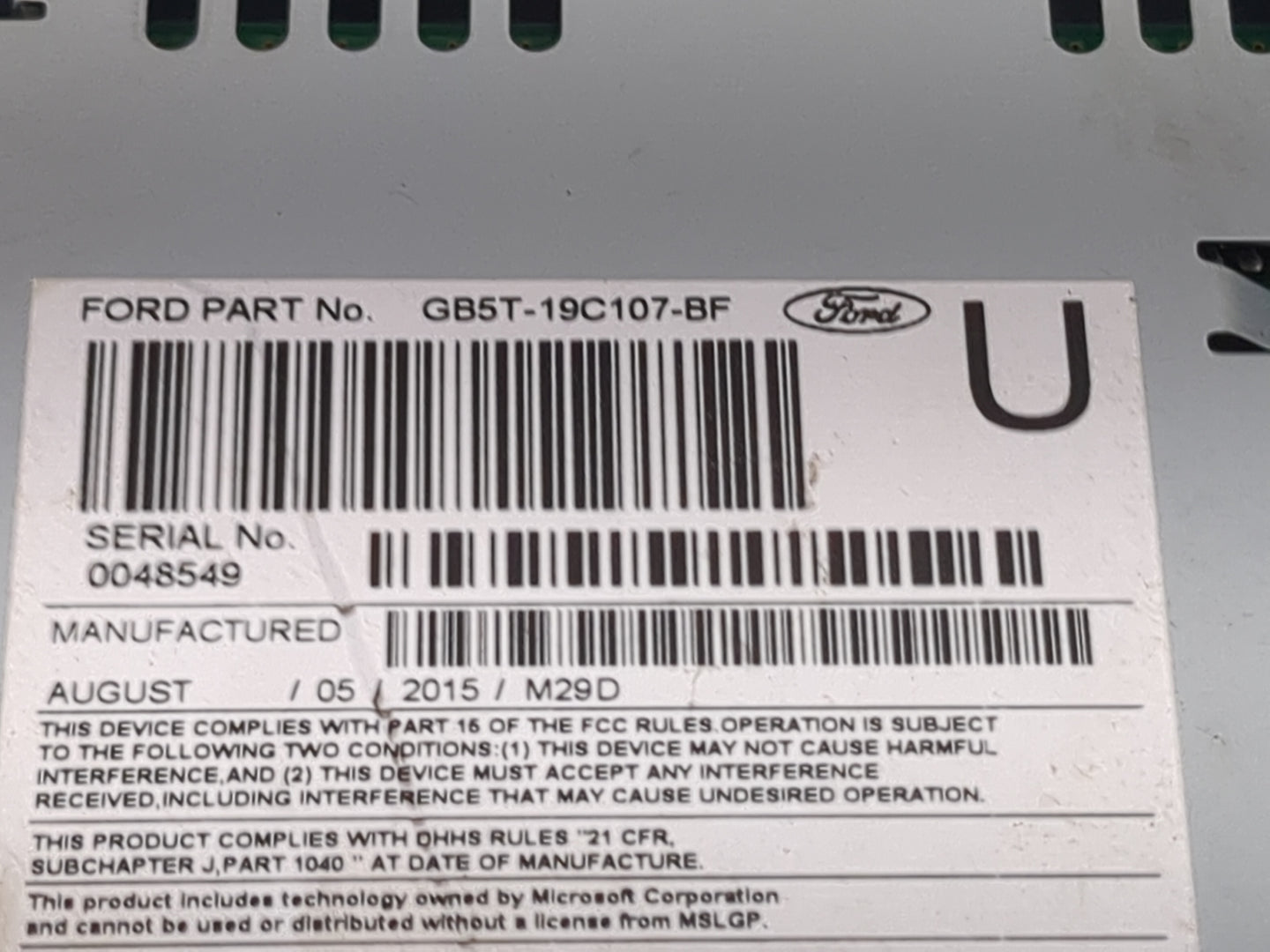 2016-2017 Ford Explorer Radio AM FM Cd Player Receiver Replacement P/N:GB5T-19C107-BF PU-3922L-A Fits Fits 2016 2017 OEM Use