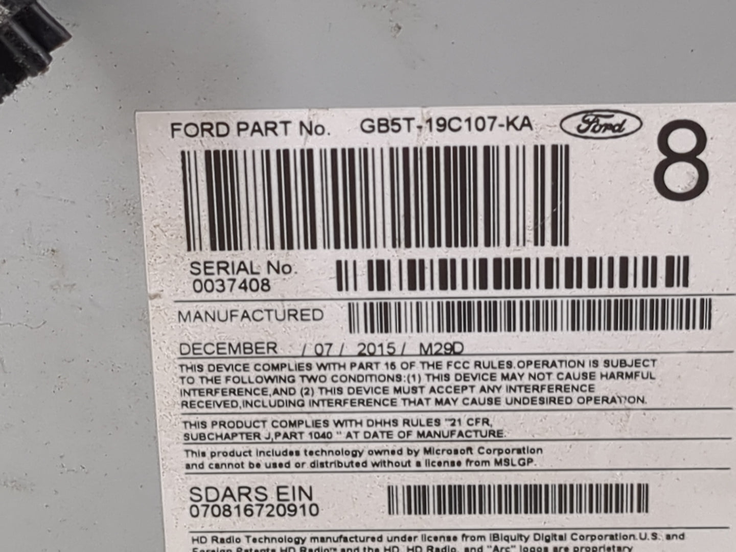 2016-2017 Ford Explorer Radio AM FM Cd Player Receiver Replacement P/N:PU-3924L-B GB5T-19C107-KA Fits Fits 2016 2017 OEM Use