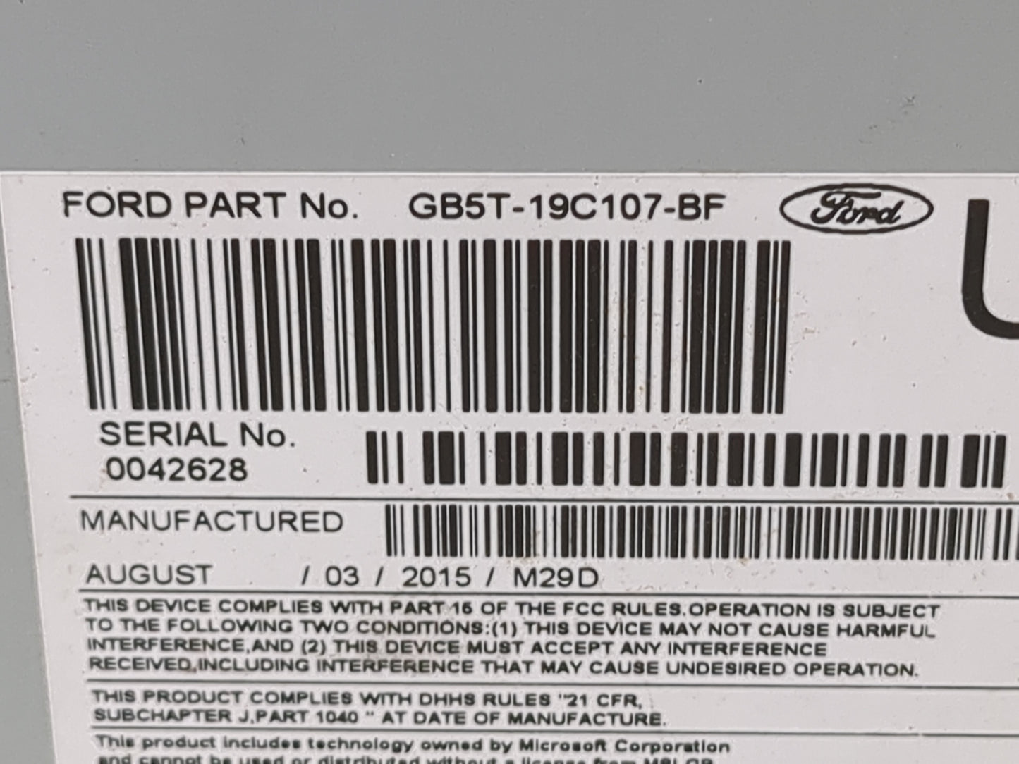 2016-2017 Ford Explorer Radio AM FM Cd Player Receiver Replacement P/N:PU-3922L-A GB5T-19C107-BF Fits Fits 2016 2017 OEM Use