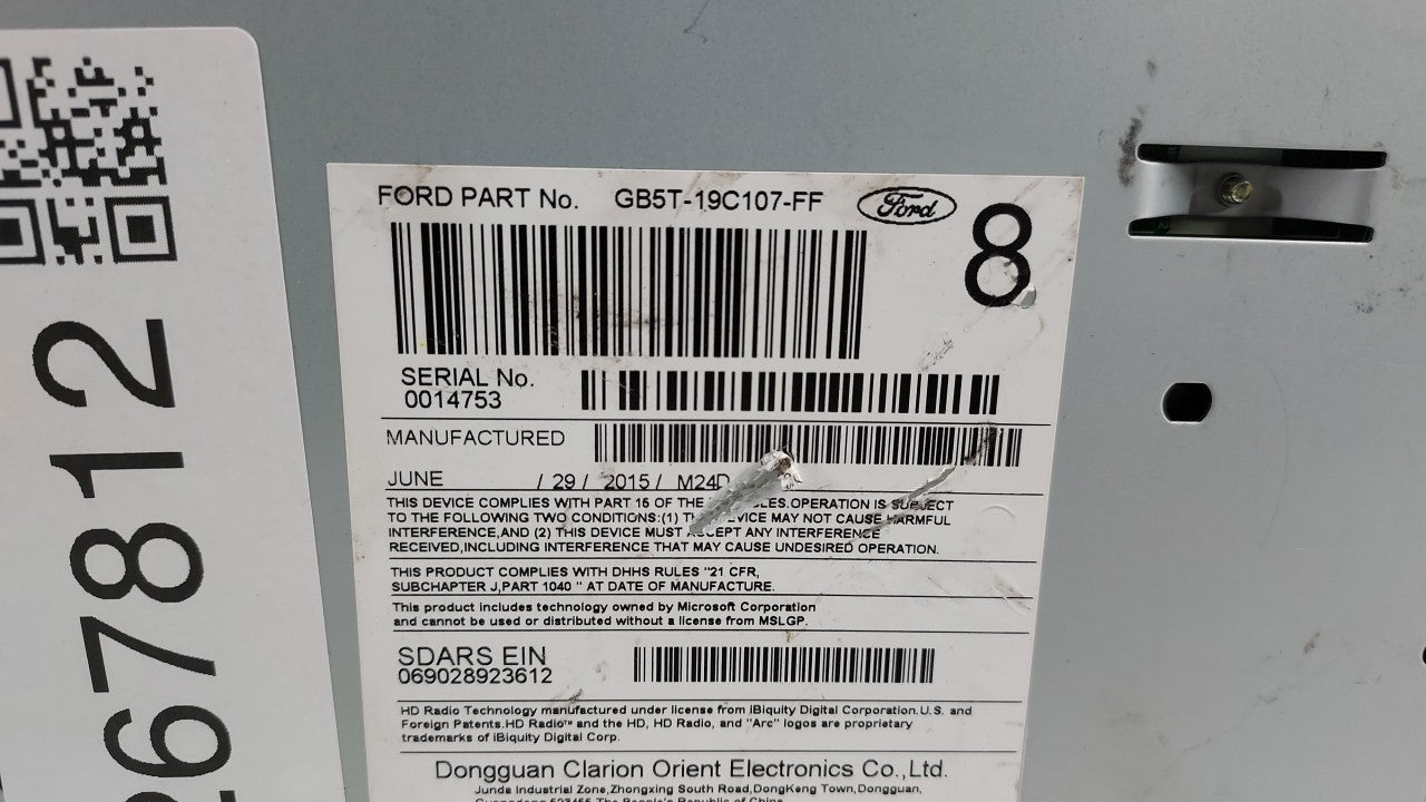 2016-2016 Ford Explorer Am Fm Cd Player Radio Receiver - Oemusedautoparts1.com