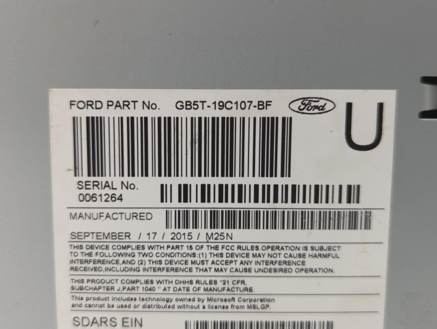 2016-2017 Ford Explorer Radio AM FM Cd Player Receiver Replacement P/N:GB5T-19C107-BG HB5T-19C107-BB Fits Fits 2016 2017 OEM