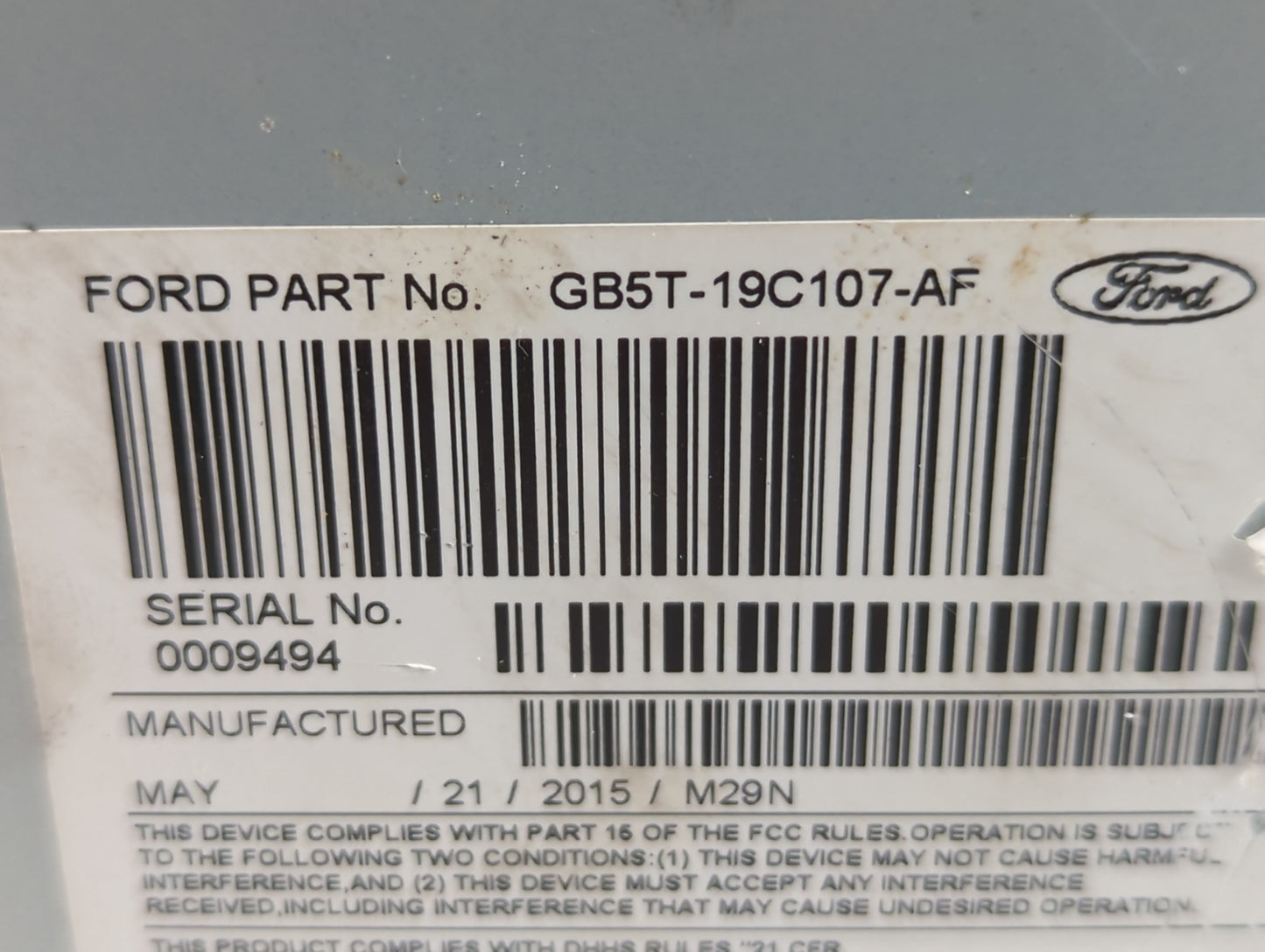 2016-2017 Ford Explorer Radio AM FM Cd Player Receiver Replacement P/N:GB5T-19C107-AF Fits Fits 2016 2017 OEM Used Auto Part