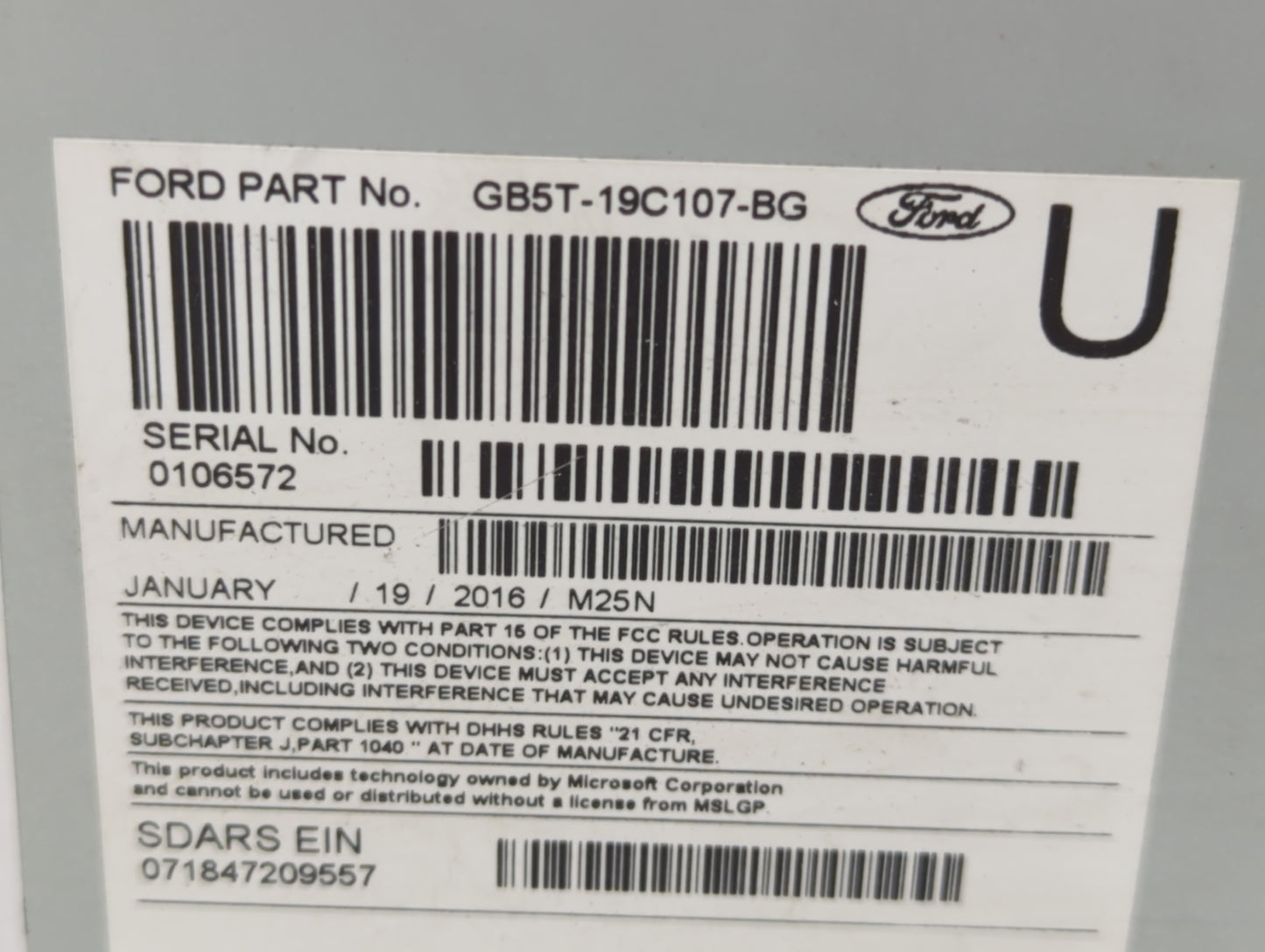 2016-2017 Ford Explorer Radio AM FM Cd Player Receiver Replacement P/N:GB5T-19C107-BG Fits Fits 2016 2017 OEM Used Auto Part