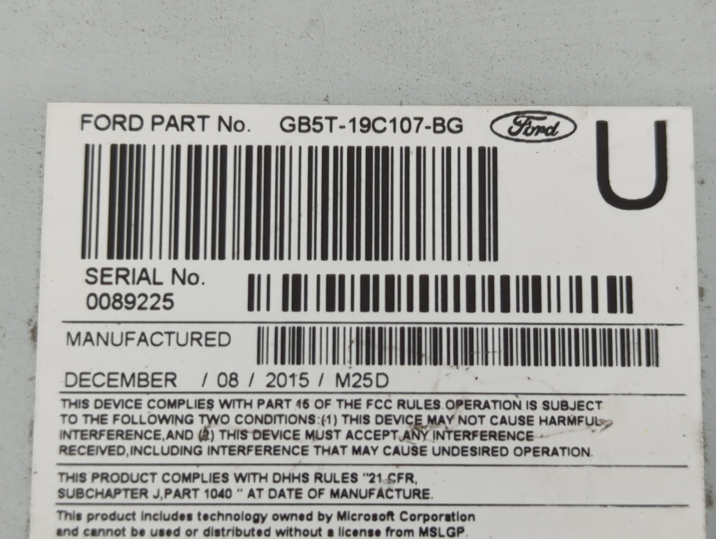 2016-2019 Ford Explorer Radio AM FM Cd Player Receiver Replacement P/N:GB5T-19C107-BG Fits Fits 2016 2017 2018 2019 OEM Used