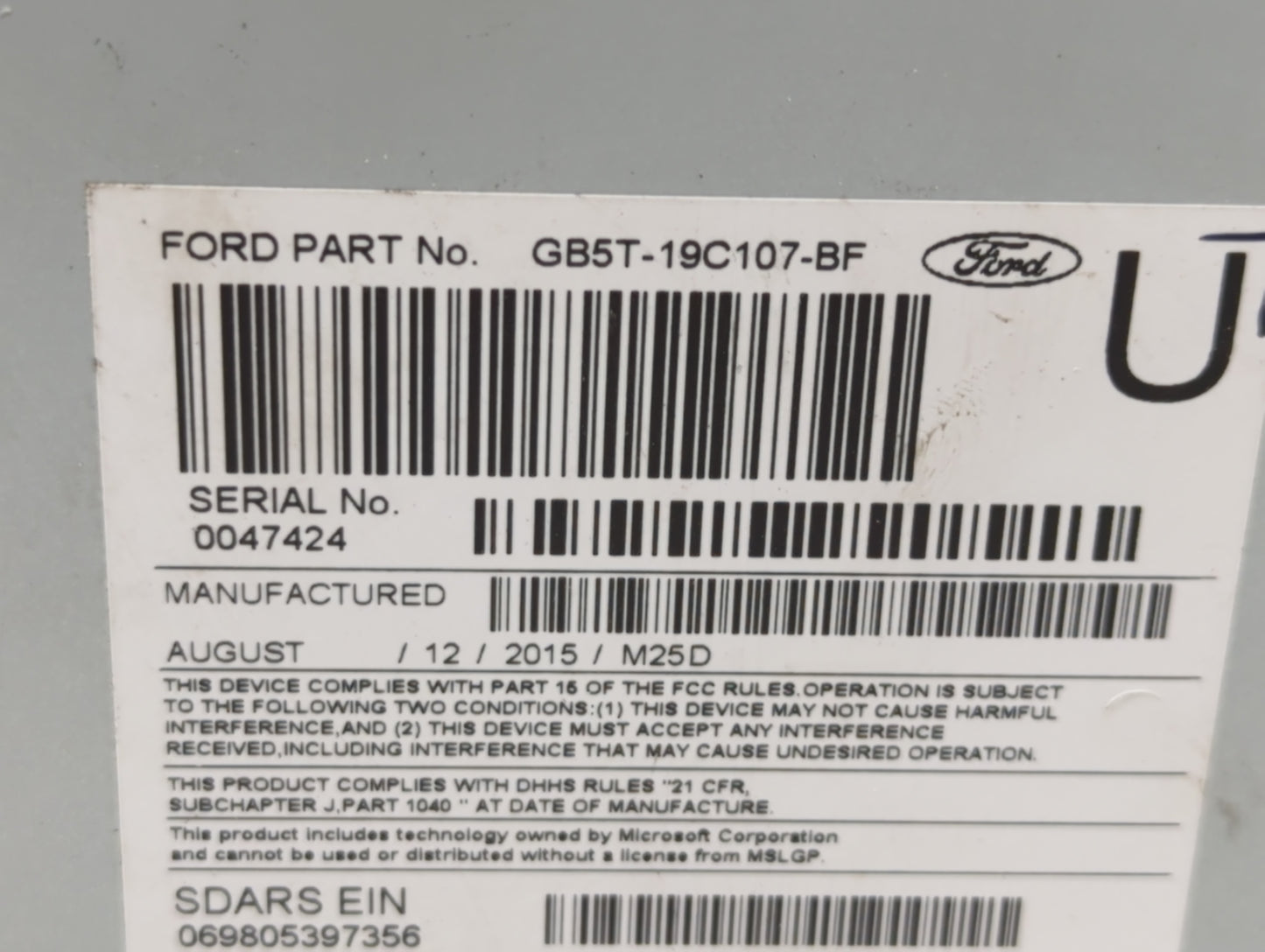 2016-2017 Ford Explorer Radio AM FM Cd Player Receiver Replacement P/N:GB5T-19C107-BF GB5T-19C107-BG Fits Fits 2016 2017 OEM