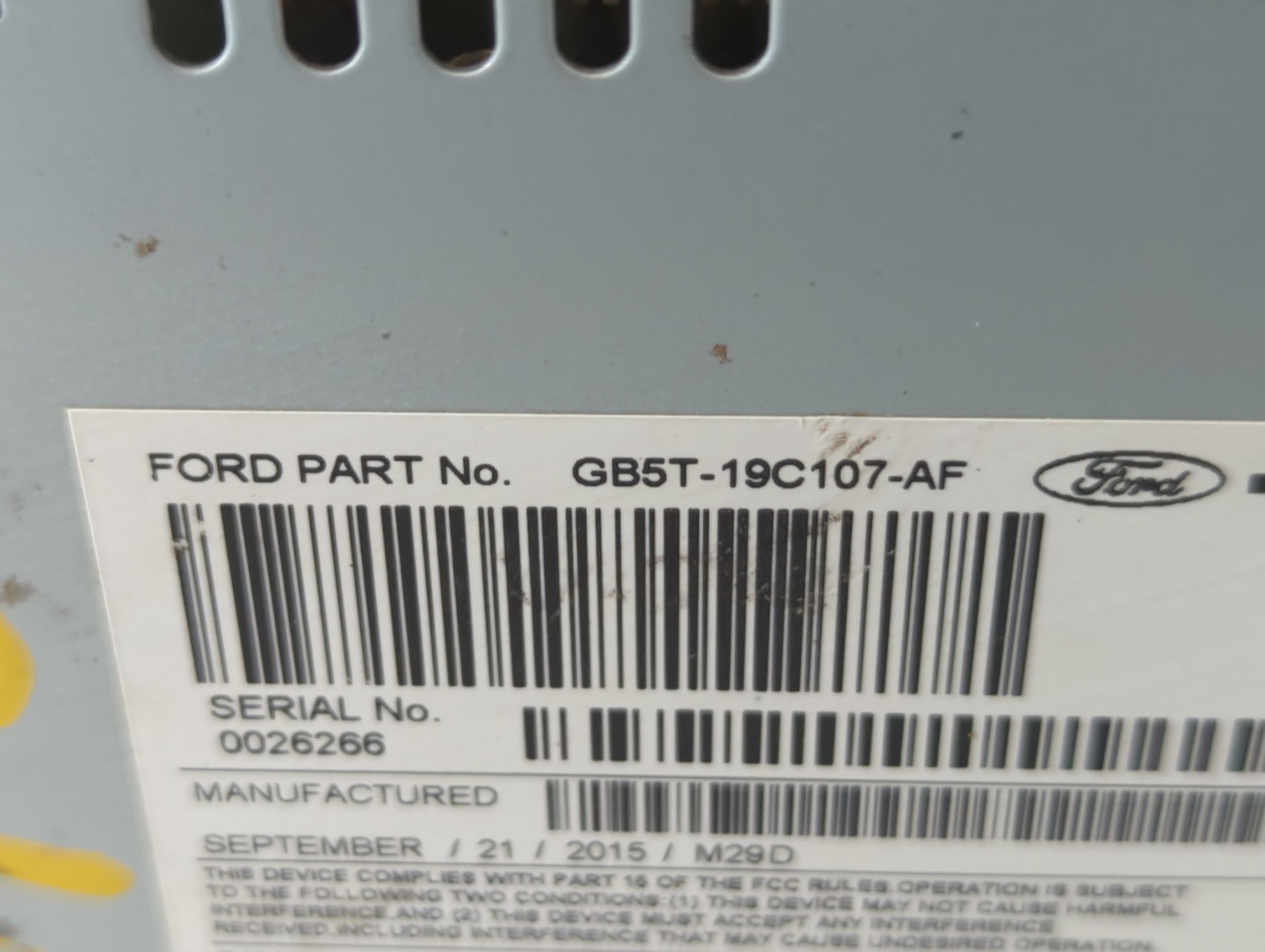 2016-2017 Ford Explorer Radio AM FM Cd Player Receiver Replacement P/N:GB5T-19C107-AF Fits Fits 2016 2017 OEM Used Auto Part