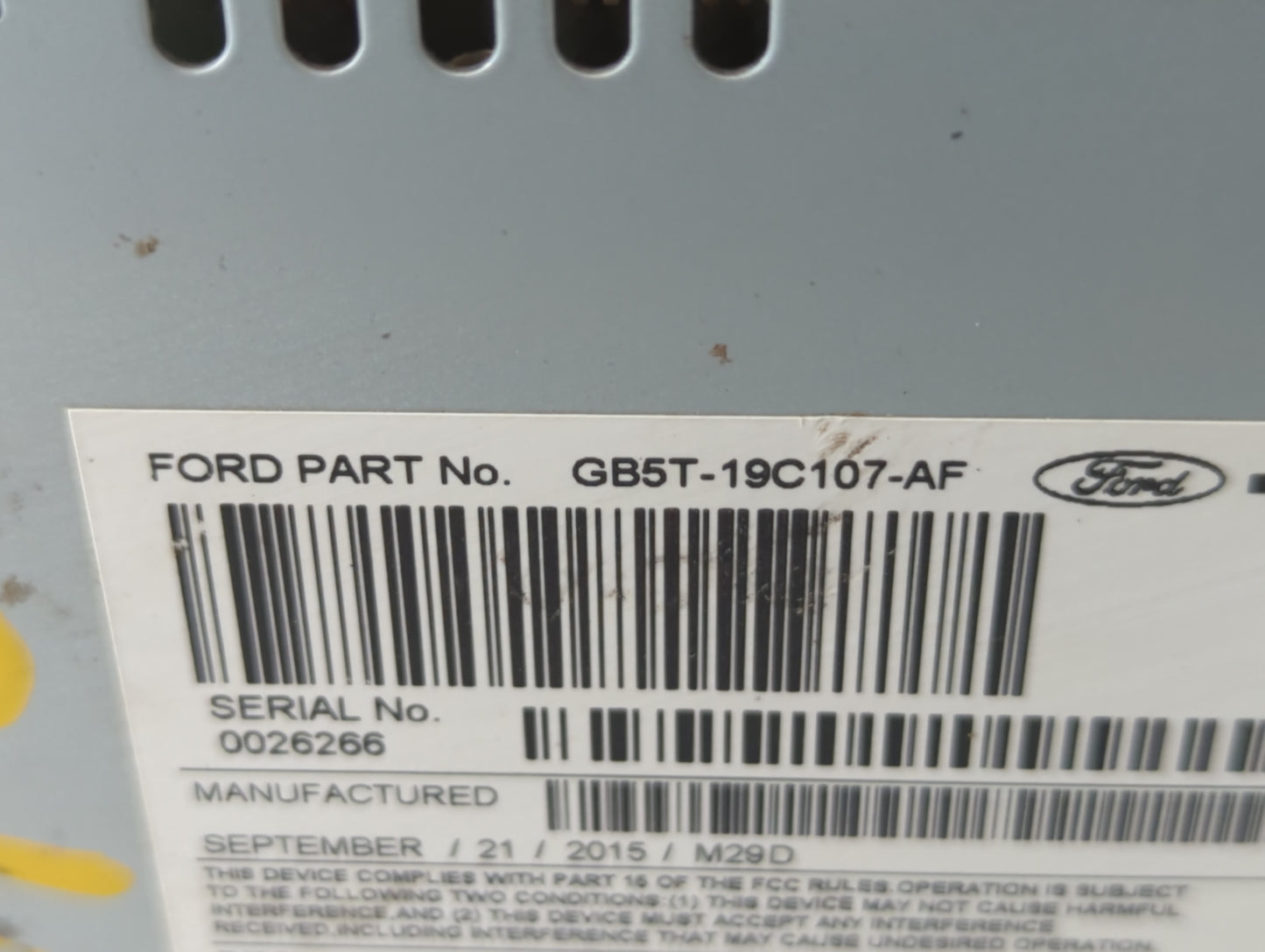 2016-2017 Ford Explorer Radio AM FM Cd Player Receiver Replacement P/N:GB5T-19C107-AF Fits Fits 2016 2017 OEM Used Auto Part