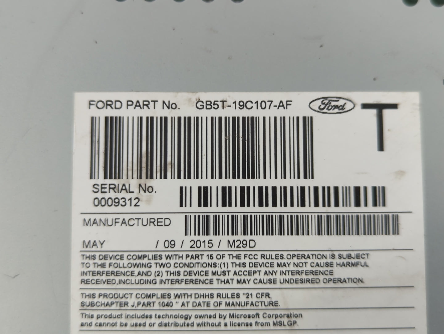 2016-2017 Ford Explorer Radio AM FM Cd Player Receiver Replacement P/N:GB5T-19C107-AF Fits Fits 2016 2017 OEM Used Auto Part