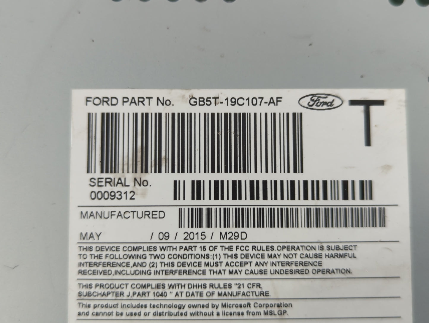 2016-2017 Ford Explorer Radio AM FM Cd Player Receiver Replacement P/N:GB5T-19C107-AF Fits Fits 2016 2017 OEM Used Auto Part