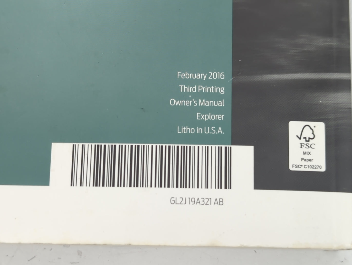2016 Ford Explorer Owners Manual Book Guide P/N:GL2J 19A321 AB OEM Used Auto Parts - Oemusedautoparts1.com