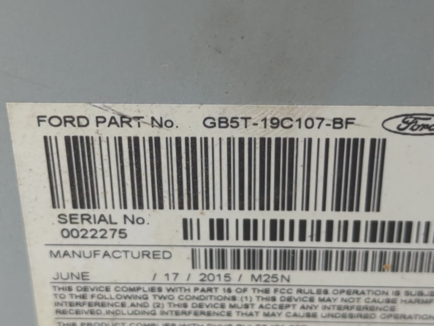 2016-2017 Ford Explorer Radio AM FM Cd Player Receiver Replacement P/N:GB5T-19C107-BF Fits Fits 2016 2017 OEM Used Auto Part