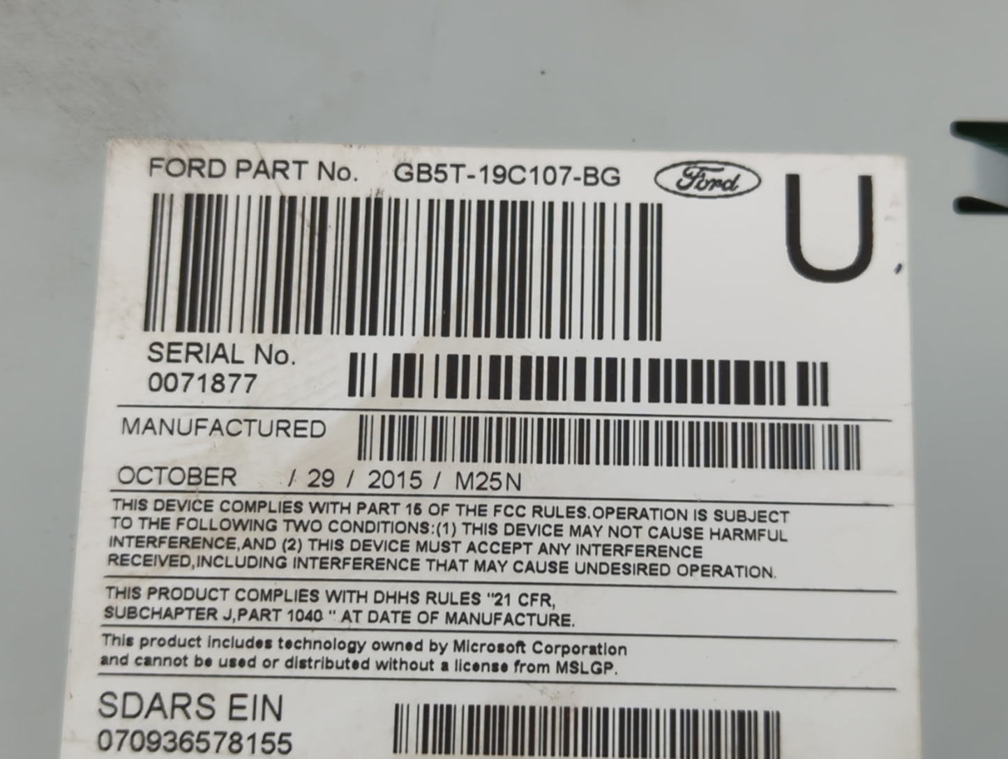 2016-2017 Ford Explorer Radio AM FM Cd Player Receiver Replacement P/N:GB5T-19C107-BG Fits Fits 2016 2017 OEM Used Auto Part