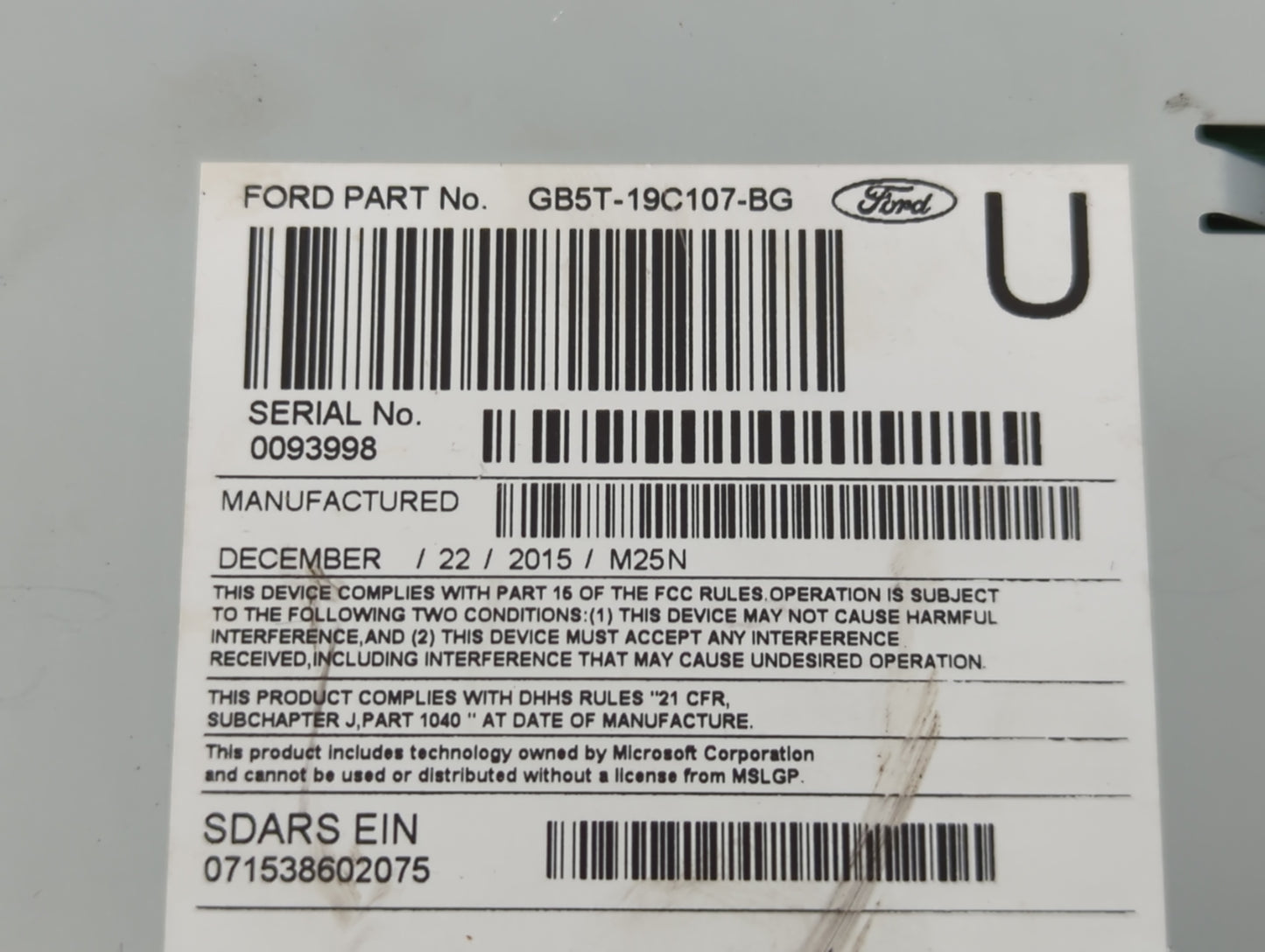 2016-2017 Ford Explorer Radio AM FM Cd Player Receiver Replacement P/N:HB5T-19C107-BG Fits Fits 2016 2017 OEM Used Auto Part