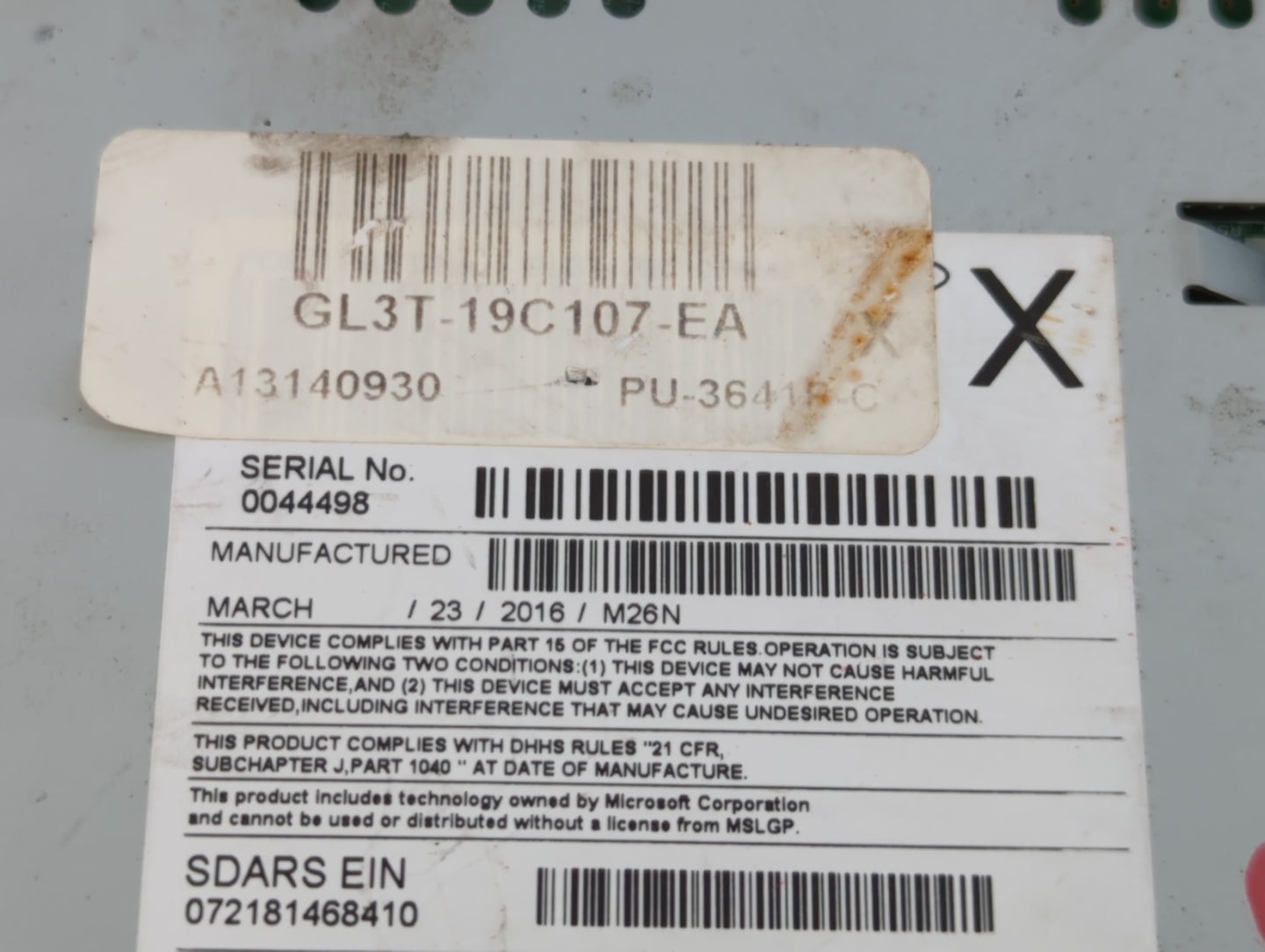 2016 Ford F-150 Radio AM FM Cd Player Receiver Replacement P/N:GL3T-19C107-EA Fits OEM Used Auto Parts - Oemusedautoparts1.c