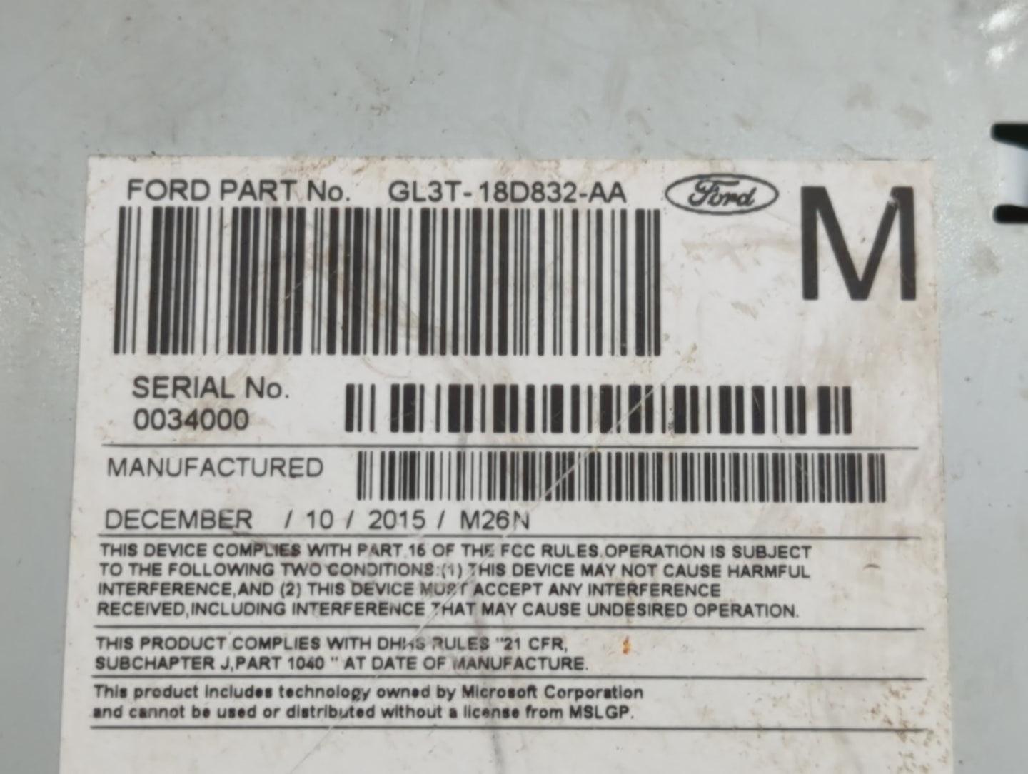 2016 Ford F-150 Radio AM FM Cd Player Receiver Replacement P/N:GL3T-18D832-AA Fits OEM Used Auto Parts - Oemusedautoparts1.c
